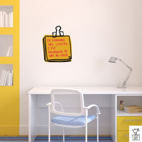 Sticker décoratif autocollant, citation motivation, je connais mes limites ... je vais au-delà, lbw, 68 cm X 48 cm (1/5)