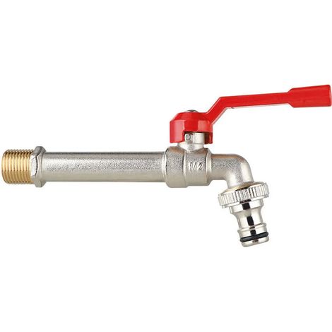Robinet d'eau extérieur à poignée en aluminium rouge INF (1/3)
