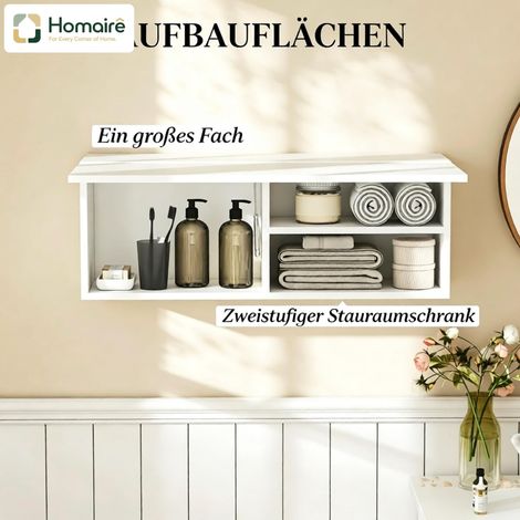 Aufbewahrungseinheit mit Schubladen, weiß, in Holzdekor 80 x 25 x 30 cm HOMAIRE (1/5)