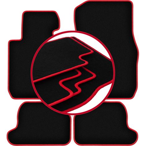 Alfombrillas de terciopelo con borde rojo para: BMW Serie 1 F23 descapotable (2011-2019) (1/5)