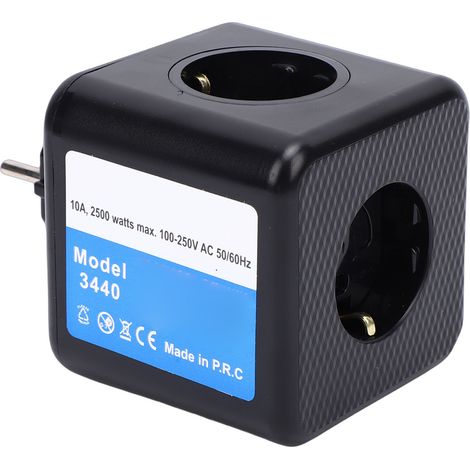 Multiprise multifonctionnelle 2500 W 16 A avec 2 ports USB Type-C, 2 ports USB et 3 prises secteur pour téléphone, ordinateur portable et tablette. (1/5)