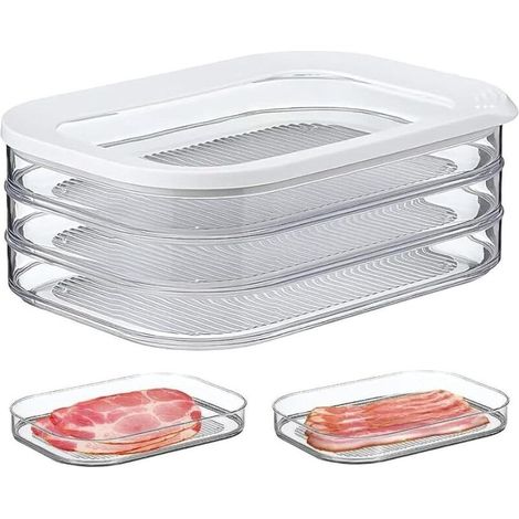 Boîte à charcuterie 3 étages – Blanc – boîte de rangement frigo pour charcuterie - trois boîtes de conservation séparées – passe au lave-vaisselle (1/4)