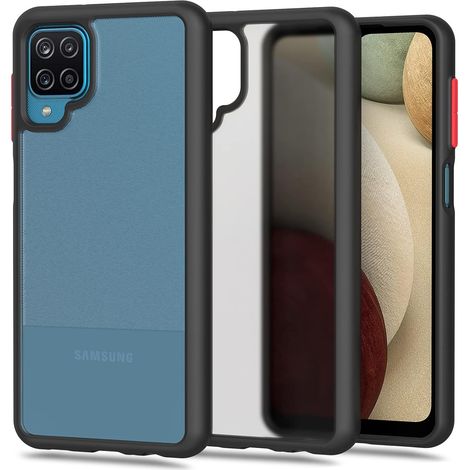 CUSTODIA PER SAMSUNG GALAXY A12/M12 CORNICE NERA COVER POSTERIORE TRASPARENTE (1/5)