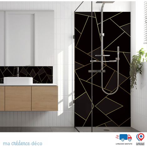 Panneau de douche : Motifs géométriques noirs - Alu composite - 90 - 245 (1/3)