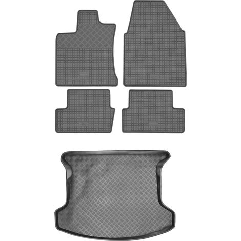 Ensemble de tapis de sol en caoutchouc + tapis de coffre pour Nissan Qashqai I Crossover (2007-2013). (1/5)