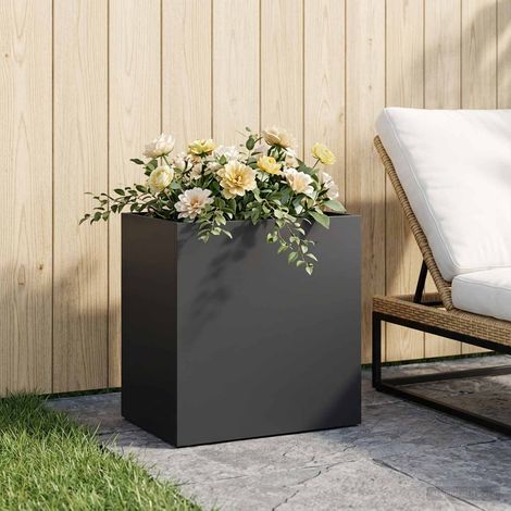 Cache-pot de jardin Noir 50 x 30 x 50 cm Acier laminé à froid (1/5)