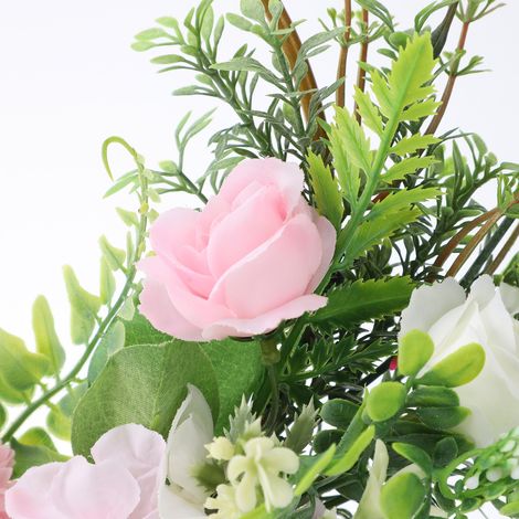 Hängender Wandkranz aus Eisen und Blumen, Kranz aus Kunstseide für Wohnzimmer, Schlafzimmer, Hochzeit (1/5)