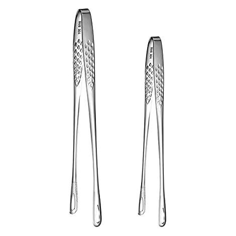 2 BBQ tongs (28 cm and 24 cm) – High-quality stainless steel grilling tool – AquaForge (1/5)