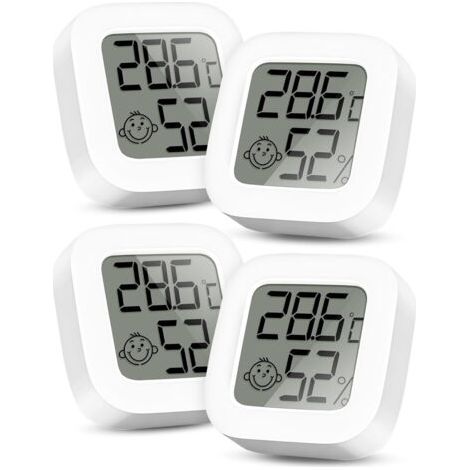 Mini Thermomètre Numérique LCD - Thermomètre et Hygromètre d'Intérieur, Thermo-Hygromètre, Humidomètre pour Chambre de Bébé, Salon, Bureau, Serre, Cave à Vin, 4 Pack (1/5)