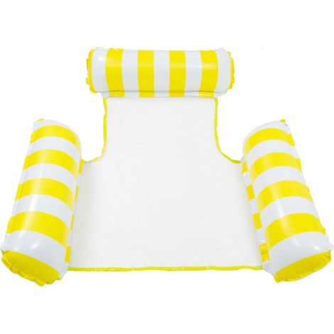 Profitez d'une expérience de flottaison élégante avec un hamac de piscine gonflable à panneaux en filet - relaxation ultime sur l'eau (jaune). (1/2)