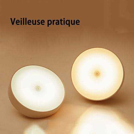 Lot de 2 - Veilleuse LED Avec Détecteur De Mouvement - Veilleuses À Piles USB Avec Trois Modes Marche/arrêt - Pour Enfants - Lumière Blanche (1/5)