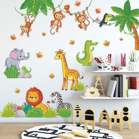 Wandaufkleber, Dschungeltiere, Rankenwandaufkleber, Koala, Löwe, Affe, Faultier, Wanddekoration, Kinderzimmer, Baby