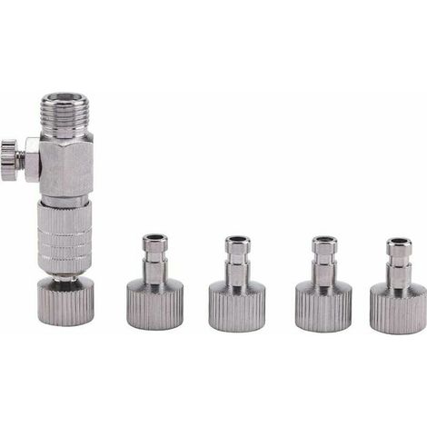 Accessoire pour aérographe pneumatique Raccord métallique à déconnexion pour aérographe, 4 raccords mâles-femelles 1/8" pour connecter un compresseur d'air aérographe (1/5)