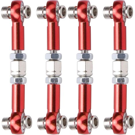 Barre de direction, 4 pièces, bras de tige métallique en alliage d'aluminium, pièces de mise à niveau RC, convient pour voiture HSP 94122 1/10 (rouge) (1/5)