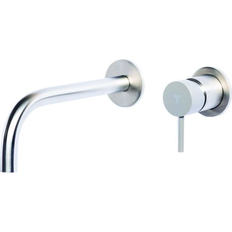 Rubinetto Miscelatore Monocomando Lavabo da Parete in Acciaio Inox Maniglia Roccia (1/2)