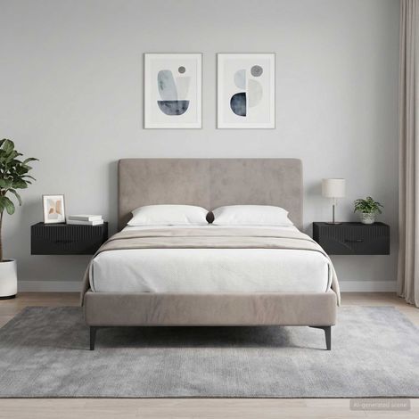 Lot de 2 tables de chevet murales noires en bois d’ingénierie 49 x 34,5 x 20 cm, 16.7kg - PANGIVO (1/5)