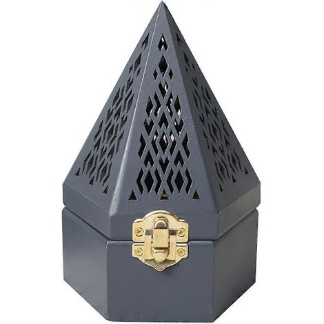 Porte-encens en bois creux, brûleur d'encens de style pyramide classique-16X10.5CM-Black
