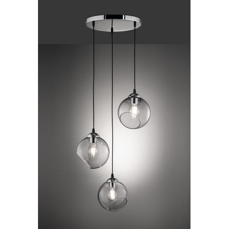 Suspension clooney 3 verres fumÉe transparente avec cadre chromÉ d. 35cm r30073054 (1/3)