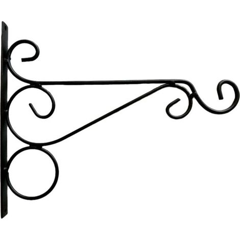Ensemble de 2 supports de panier suspendus d'extérieur noirs, crochets suspendus pour plantes en fer Vintage, support de jardin mural de 25cm de Long