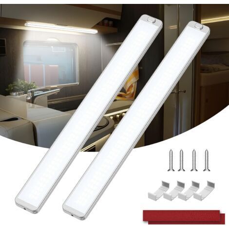 Eclairage 228 LED 12V, 2PCS 10W Barre de Lumière Intérieure à LED, 2000LM Barre de Lumière à LED avec Interrupteur on/Off, 6000K 12V Lumineuse Intérieure pour Camping-Car, Camion, Bateau (1/5)