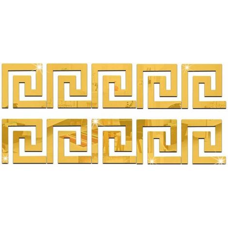 Miroir 3D Sticker Mural Amovible Auto-Adhésif Acrylique Carrelage Autocollants DIY Art Decor Home Office Mur Pied Ligne Papier Peint Bordures Plinthes (Or, 10) (1/5)