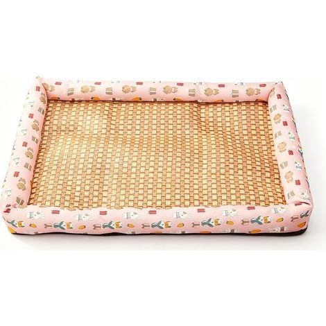Tapis rafraîchissant en rotin imprimé de Dessins animés pour Chiens et Chats, lit d'été Double Face avec Rebord surélevé, Respirant et imperméable, résistant à l'usure, 5 Tailles S à XXL (1/5)