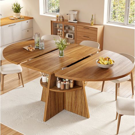 Tavolo allungabile 110-150 x 110 x 76 cm con vano aperto, marrone scuro DESVIAE (1/5)