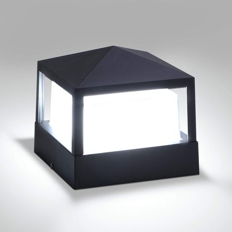 MINKUROW Lámpara De Poste Lámpara De Puerta De Pilar Lámpara De Columna De Luz Exterior Villa Ip65 Aluminio Impermeable Jardín Paisaje Césped Puerta Valla Luz De Entrada, Blanco Frío (1/5)