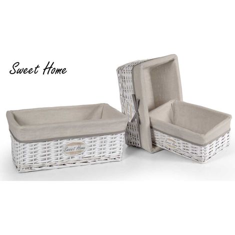 MAURY'S SET 3 CESTE BIANCO/BEIGE CON SCRITTA SWEET HOME CON COPERCHIO (1/2)