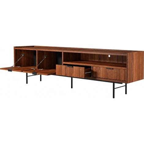 Mobile TV In Melaminico Con 2 Ante A Ribalta 2 Cassetti Vano A Giorno Con Passacavo Per Soggiorno Salotto Zona Living Design Contemporaneo 200 X 40 X 55 Cm Noce (1/5)