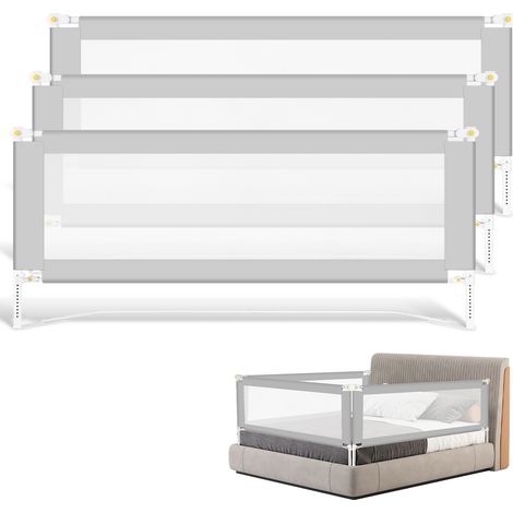 Jiubiaz 3X Barrière de Sécurité Enfant Lit Barrière de lit pour enfant barrière de sécurité pour lit enfant barrière de protection de lit - 1x180cm+2x200cm