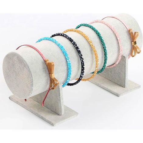 Soporte de terciopelo para diademas, organizador de diademas gris, soporte de terciopelo para exhibir joyas, soporte extraíble para diademas, soporte para diademas, para tiara, pulsera, collar, 30  11 (1/5)