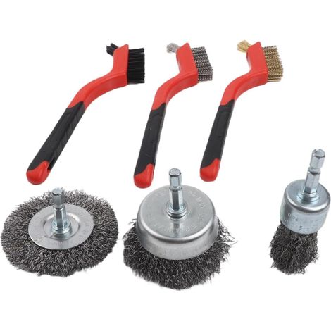 Ensemble de 6 brosses métalliques pour perceuse, bois, béton (1/5)