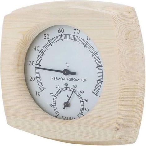 Thermomètre Hygromètre - Bois Massif - Pour Sauna Salle De Bain Hammam - Lecture Analogique Température Et Humidité - 1 Pièce (1/3)