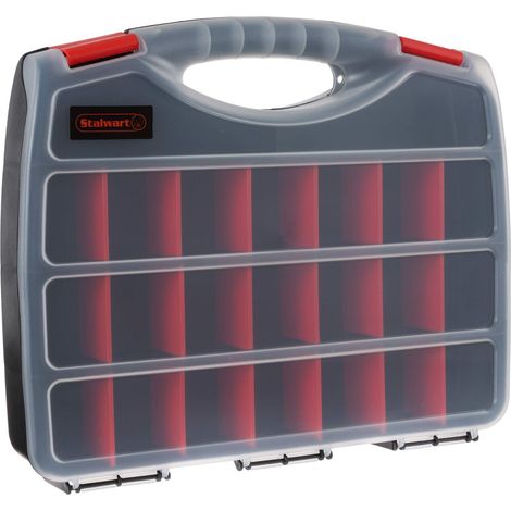 Boîte de rangement en plastique à 23 compartiments, avec séparateurs et loquets sécurisés, pour le rangement de vis, boulons, petites pièces, perles, bijoux ou articles de pêche (1/5)