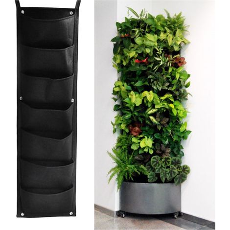 BRAVIX Sacs de Plantes Suspendus Jardin Vertical 7 Poches Sac de Plantes Mural Vertical Intérieur Extérieur Mur de Jardin Vertical pour Cour Jardin Balcon Décoration de la Maison,10030cm
