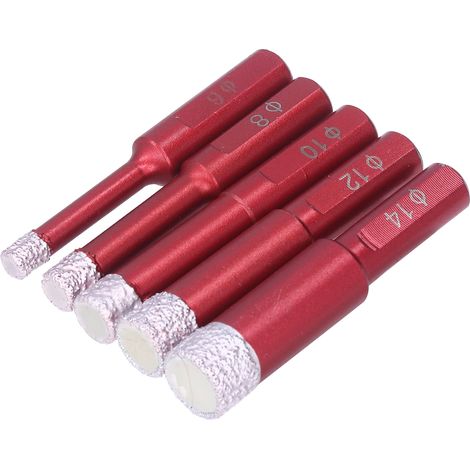 Set mit 5 dreieckigen Diamantbohrern, dreieckige Spitze, für Trocken- und Nassbohren, für Granit und Keramik, komplettes Werkzeugset (1/5)