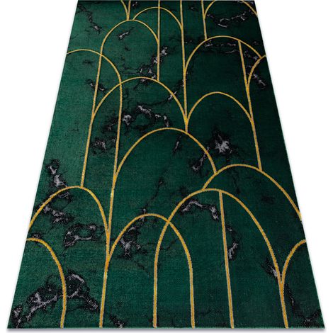 Tappeto EMERALD esclusivo 1016 glamour, elegante art deco, Marmo verde bottiglia / oro green 180x270 cm