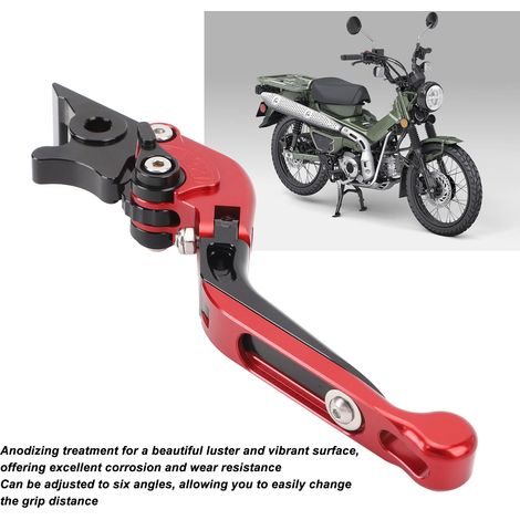 Maneta de freno plegable de aluminio T6063 mecanizada por CNC - Compatible con C125 Super Cub, Super Cub 110, CT125 Hunter Cub, DAX125 ST125 - Roja (1/5)