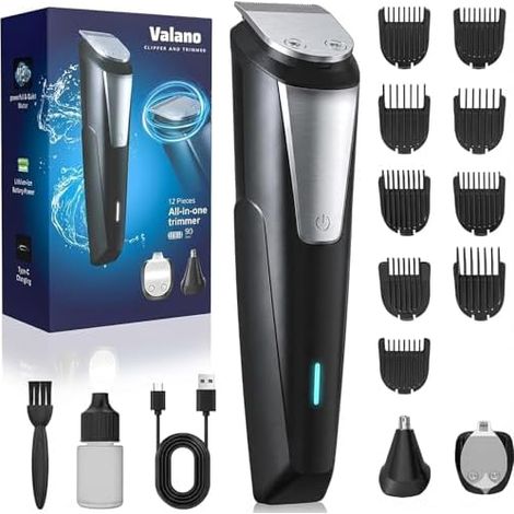 Tondeuse Cheveux Hommes et Barbe Homme, 3 en 1 Rasoir Electriques Set, Sans Fil avec 9 Sabots (1-16mm), Multi-function Men's Groomer Cadeau Homme (Noir) Noir - (1/5)