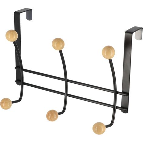 Kleiderhaken aus metall mit 6 haken aus holz - schwarz holz - Tendance