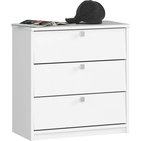 Zapatero con 3 compartimentos AKORD MINI Blanco 60 cm 3 puertas basculantes frente en color Blanco 60x31x62 cm (1/4)
