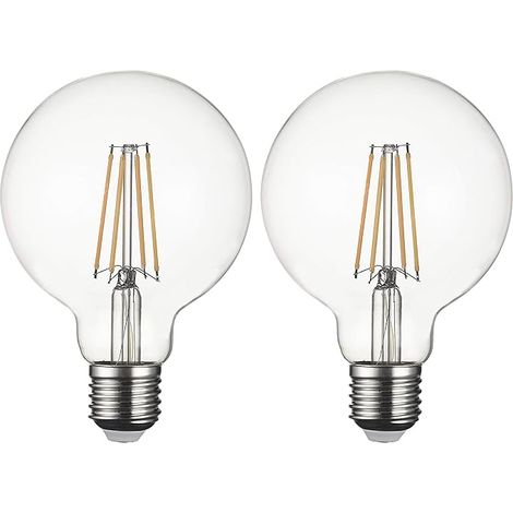 QAZQA Ampoule LED Globe E27 G95 à filament, sans scintillement à vis Edison 8W (équivalent ampoule incandescente de 75W) 850 lm blanc chaud 2700 K, non variable - Lot de 2 [Classe énergétique F] (1/4)