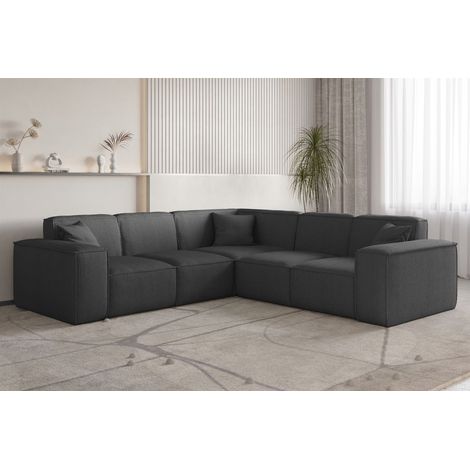Ecksofa Designersofa CELES PREMIUM in Stoff Scala Anthrazit Seite Universal (1/3)