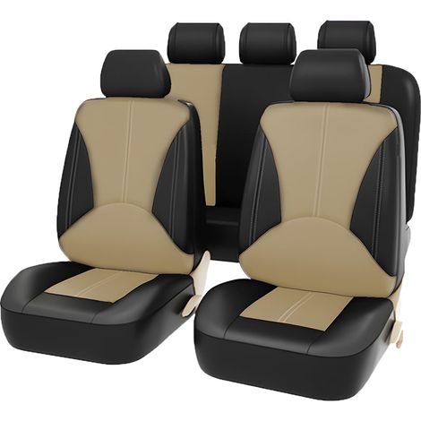 9 Pièces Housses de Siège Avant et Arrière, Ensemble complet de Voiture Imperméables Cuir, Housses De Siège De Voiture En Cuir Anti-Poussière Respirant Housses De Siège Ensemble Complet (1/5)