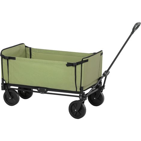 Faltbarer Gartenwagen, 130 l, mit abnehmbarer Tasche, drehbarem Teleskopgriff, 90 x 50 x 60 cm, Schwarz