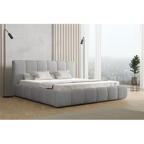 Polsterbett Doppelbett GIULIA Komplettset 200x200cm Stoff Freya Silbergrau (1/3)