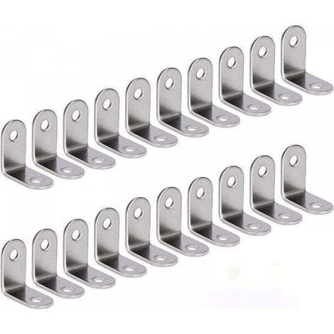 Angle Droit Support Inox 90 Degrés Support De Coin support d'angle en forme de L Fixation Équerre Livré Argent 20 Pièces 30 30 16mm (1/5)