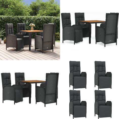 5-tlg. Garten-Essgruppe mit Kissen Schwarz Poly Rattan - Garten Essgruppe - Garten Essgruppen - Home & Living (1/5)