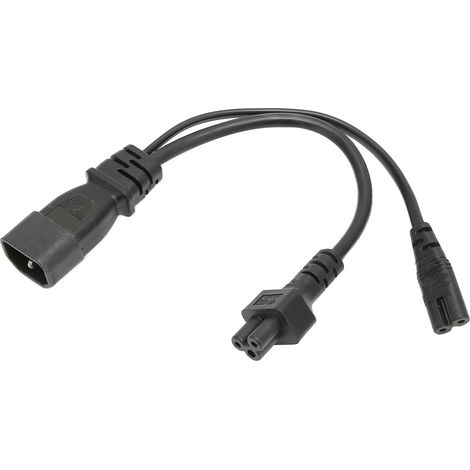 Câble d'alimentation IEC C14 vers C5/C7, double sortie, 10A 250V, étanche pour écrans LCD et périphériques informatiques (1/5)